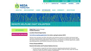 Remote Helpline Chat Volunteer | National Eating Disorders ...