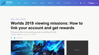 Worlds 2018 viewing missions: How to link your account and get ...