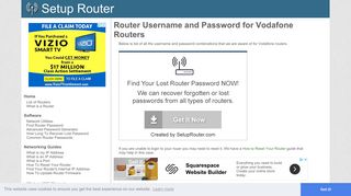Router Username and Password for Vodafone Routers - SetupRouter