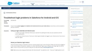 Troubleshoot login problems in Salesforce for Android and iOS