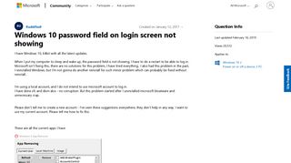Windows 10 password field on login screen not showing - Microsoft ...