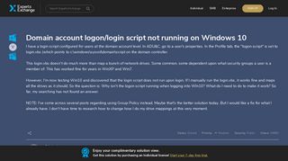 Domain account logon/login script not running on Windows 10