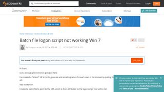 [SOLVED] Batch file logon script not working Win 7 - Active ...