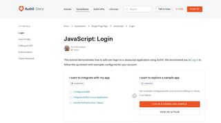 Auth0 JavaScript SDK Quickstarts: Login