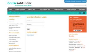Members Section Login Page - CruiseJobFinder