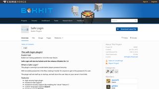 Overview - Safe Login - Bukkit Plugins - Projects - Bukkit