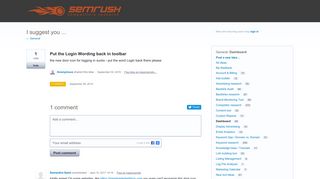 Put the Login Wording back in toolbar – Customer Feedback for SEMrush