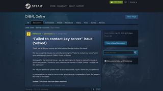 “Failed to contact key server” Issue (Solved) :: CABAL Online General ...
