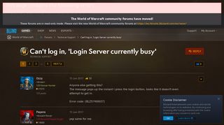Can't log in, 'Login Server currently busy' - World of Warcraft ...