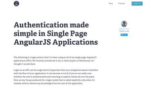 Authentication made simple in Single Page AngularJS Applications