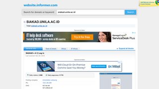 siakad.unila.ac.id at WI. SIAKAD v 4.1| Log in - Website Informer