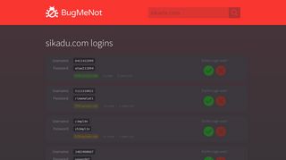 sikadu.com passwords - BugMeNot