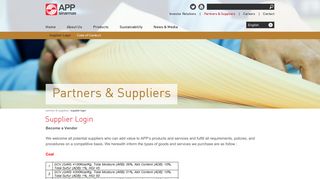 Supplier Login | APP - Asia Pulp & Paper