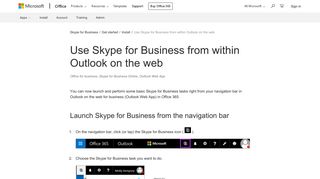 Use Skype for Business from within Outlook on the web - Office Support