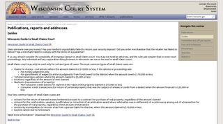 Wisconsin Court System - Wisconsin guide to small claims court