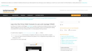 Log into the Orion Web Console to use and manage VMAN ...