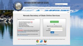 Nevada Secretary of State Online Services Login