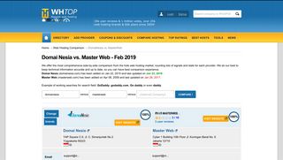 DomaiNesia vs. MasterWeb 2019 - Compare web hosting companies