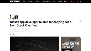 Nissan app developer busted for copying code from Stack Overflow ...
