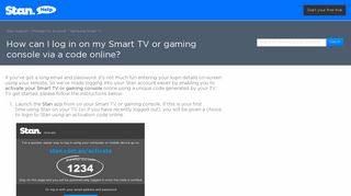 How can I log in on my Smart TV or gaming console via ... - Stan Support
