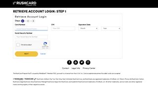 Retrieve Account Login: Step 1 | RushCard: Prepaid Visa Card