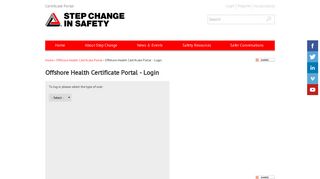 Offshore Health Certificate Portal - Login | Step Change in Safety