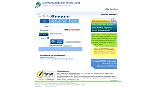 SHCIL ONLINE - Secure LOGIN area - Stock Holding Corporation of ...