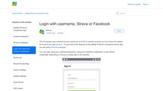 Login with username, Strava or Facebook – dynamicWatch