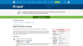 Login Successful message [#56402] | Drupal.org