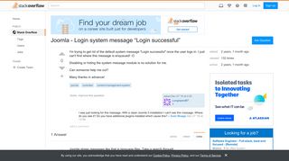Joomla - Login system message 