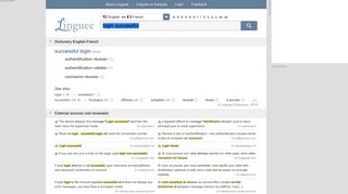 login successful - French translation – Linguee