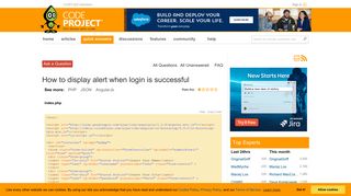 How to display alert when login is successful - CodeProject