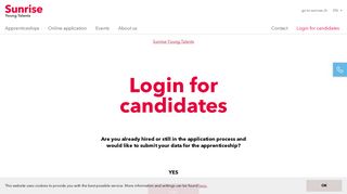 Apprenticeship candidates login - Sunrise