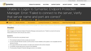 Unable to Logon to Symantec Endpoint Protection Manager. Error ...