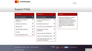 Support FAQs - Masterpass