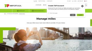 Manage miles | TAP Air Portugal