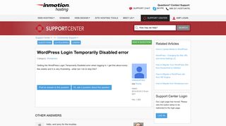 WordPress Login Temporarily Disabled error | InMotion Hosting