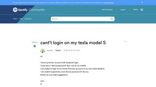 Solved: cant't login on my tesla model S - The Spotify Community