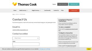 Contact Us - Thomas Cook Cash Passport