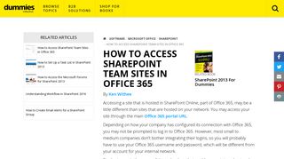 How to Access SharePoint Team Sites in Office 365 - dummies