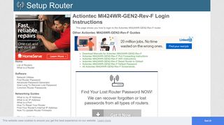 Login to Actiontec MI424WR-GEN2-Rev-F Router - SetupRouter