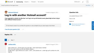 Log in with another Hotmail account? - Microsoft Community