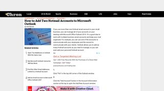 How to Add Two Hotmail Accounts to Microsoft Outlook | Chron.com