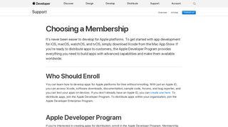 Choosing a Membership - Support - Apple Developer