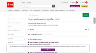 Help & FAQs - I have a question about my Argos Card – help!