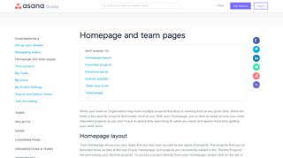 Homepage and team pages · Asana