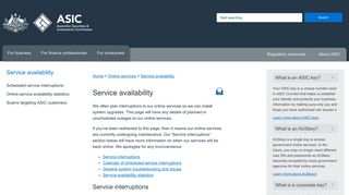Service availability | ASIC - Australian Securities and Investments ...