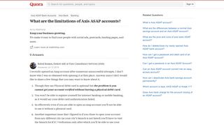 What are the limitations of Axis ASAP accounts? - Quora