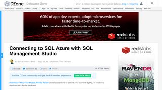 Connecting to SQL Azure with SQL Management Studio - DZone ...