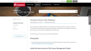 Connect to Azure SQL Database - Rackspace Support